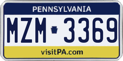 PA license plate MZM3369