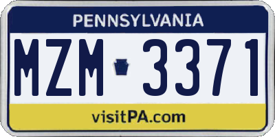 PA license plate MZM3371