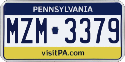 PA license plate MZM3379