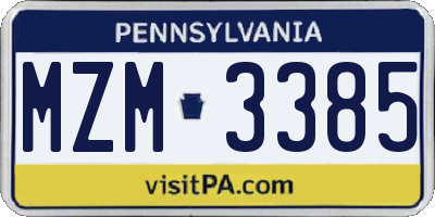 PA license plate MZM3385