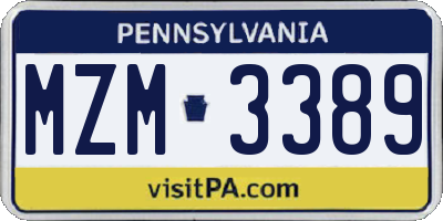 PA license plate MZM3389