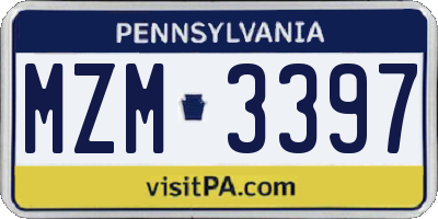 PA license plate MZM3397