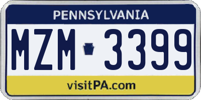 PA license plate MZM3399
