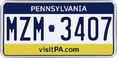 PA license plate MZM3407