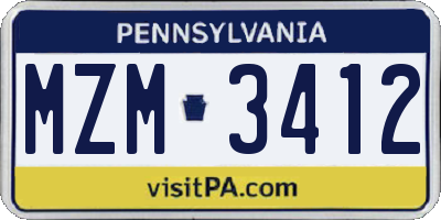 PA license plate MZM3412
