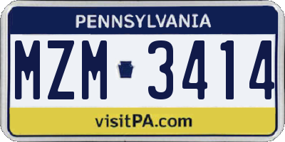 PA license plate MZM3414