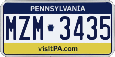 PA license plate MZM3435