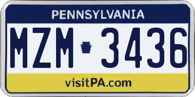 PA license plate MZM3436