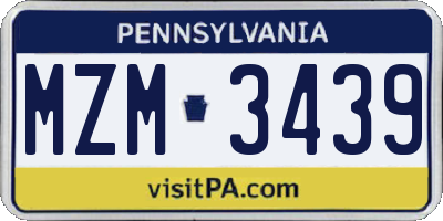 PA license plate MZM3439