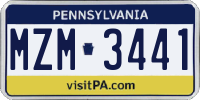 PA license plate MZM3441