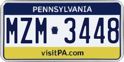 PA license plate MZM3448