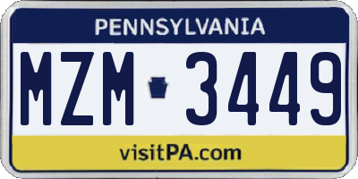PA license plate MZM3449