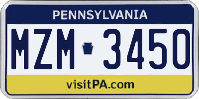 PA license plate MZM3450