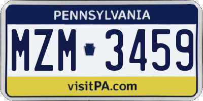 PA license plate MZM3459