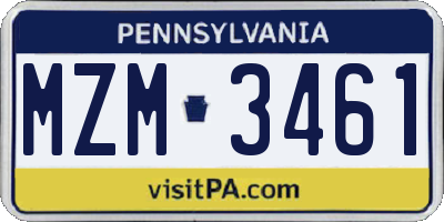PA license plate MZM3461