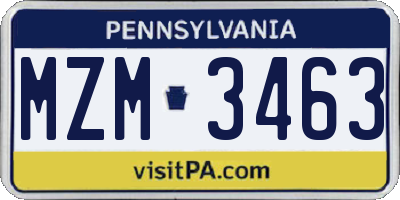 PA license plate MZM3463