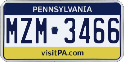 PA license plate MZM3466
