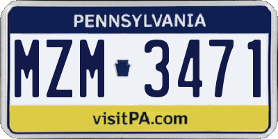 PA license plate MZM3471