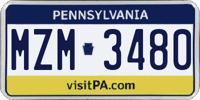 PA license plate MZM3480