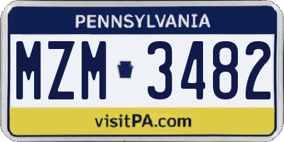 PA license plate MZM3482