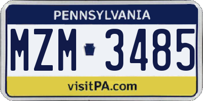 PA license plate MZM3485
