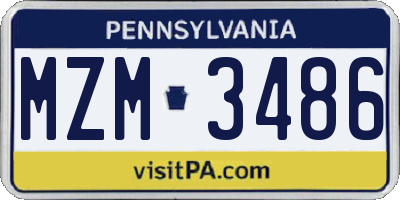 PA license plate MZM3486