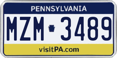 PA license plate MZM3489