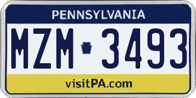PA license plate MZM3493