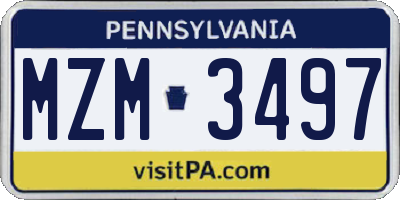 PA license plate MZM3497