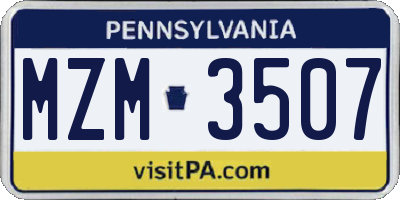 PA license plate MZM3507