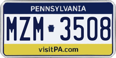 PA license plate MZM3508