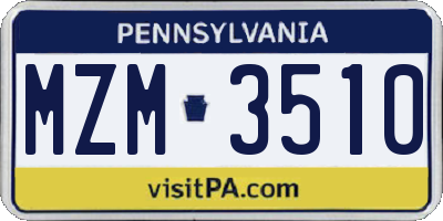 PA license plate MZM3510