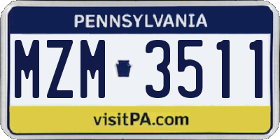 PA license plate MZM3511