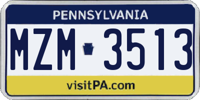 PA license plate MZM3513