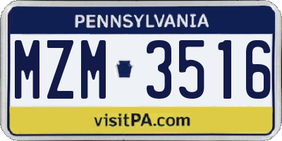 PA license plate MZM3516