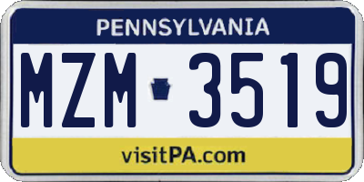 PA license plate MZM3519