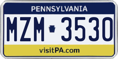 PA license plate MZM3530