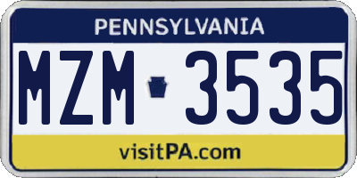 PA license plate MZM3535