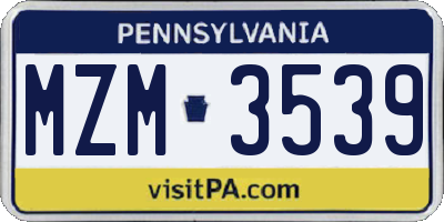 PA license plate MZM3539