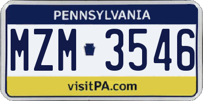 PA license plate MZM3546