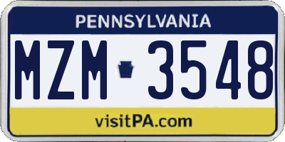 PA license plate MZM3548