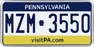 PA license plate MZM3550