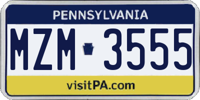 PA license plate MZM3555