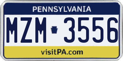 PA license plate MZM3556