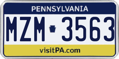PA license plate MZM3563