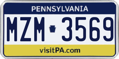 PA license plate MZM3569