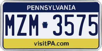 PA license plate MZM3575