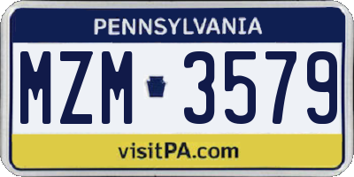 PA license plate MZM3579