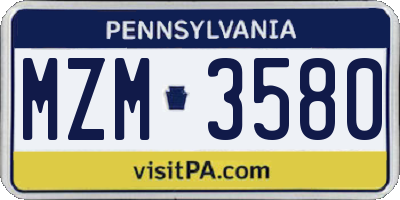 PA license plate MZM3580