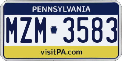 PA license plate MZM3583